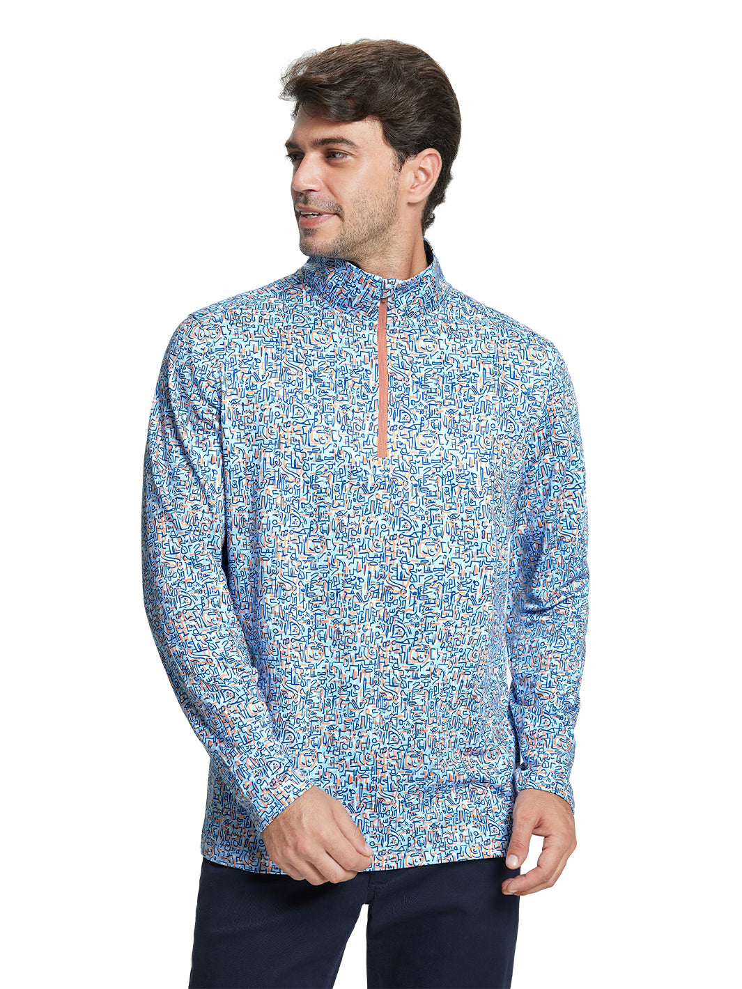 Men's Print Quarter Zip Golf Pullover