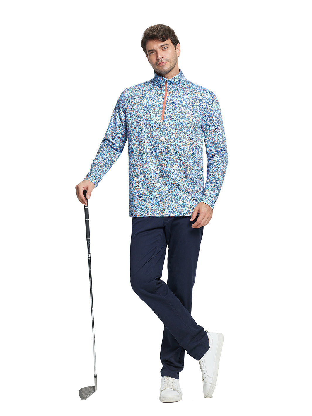 Men's Print Quarter Zip Golf Pullover